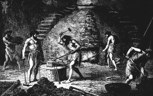 Reconstrucción artística de una forja de la Edad del Hierro tardía, 1890 de Unbekannt