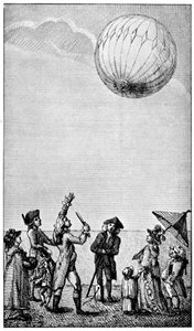 Ascensión de un globo Montgolfier, finales del siglo XVIII, 1910 de Unbekannt