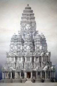 Museo de Civilizaciones Asiáticas, Angkor, Explorando la ciudad sagrada de Camboya, Restauración de la torre central del bayón, Louis Delaporte y Henri Deverin, Camboya de Unbekannt