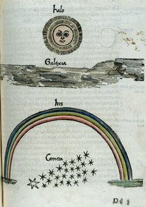 Astronomía siglo XVI: el halo del sol, la Vía Láctea, un arco iris y un cometa de Unbekannt