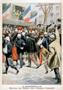 En Marsella, el regreso de los soldados franceses heridos de China, 1901
