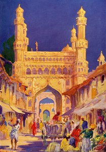 En el Char Minar en Hyderabad, c1948 de Unbekannt
