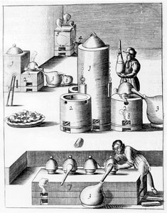 Athanor o Harry el Lento, un horno autoalimentado que mantiene una temperatura constante, 1683 de Unbekannt