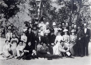 El autor Máximo Gorki y Antón Chéjov entre los actores del Teatro de Arte de Moscú de Unbekannt