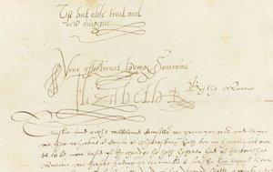 Carta autógrafa de la Reina Isabel I a María, Reina de Escocia, 1584 de Unbekannt
