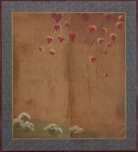 Vid otoñal, árboles distantes y nieve, período Edo, 1615-1868 de Unbekannt