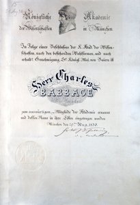 Diploma de Babbage de la Academia Real de Ciencias de Múnich