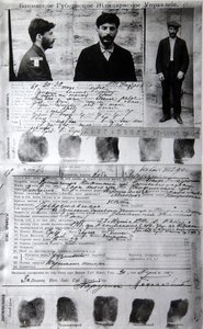 Formulario policial de Bakú del criminal político J Jugashvili Stalin, 1910