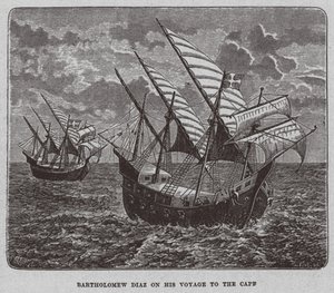 Bartolomé Díaz en su viaje a Sudáfrica, 1878 de Unbekannt