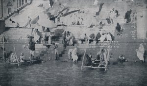 Baño en Benarés, 1924 de Unbekannt