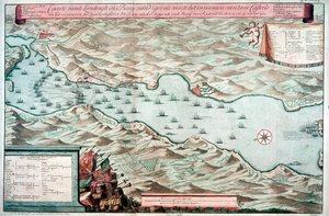 Batalla de la Bahía de Vigo, España, 12 de octubre de 1702 de Unbekannt
