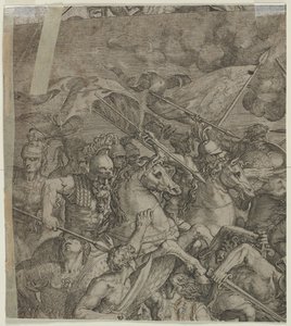 Batalla del Puente Milvio fragmento verso, 1500s de Unbekannt