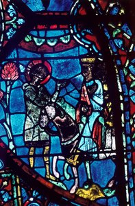 Baudoin informa a Carlomagno de la muerte de Roldán, vidriera, Catedral de Chartres, 1194-1260 de Unbekannt