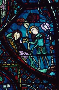 Baudoin atiende al moribundo Roland, vidriera, Catedral de Chartres, Francia de Unbekannt