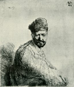Hombre barbudo con gorro y bata oriental: el padre del artista, 1631 de Unbekannt
