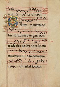 Bifolio con inicial foliado C, de un gradual, italiano, segunda mitad del siglo XV de Unbekannt