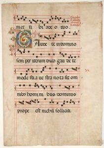 Bifolio con Inicial Foliada C, de un Gradual, segunda mitad del siglo XV