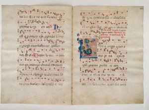Bifolio con inicial L, de un antifonario, italiano, siglo XIV de Unbekannt
