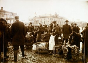 Mercado de aves, Plaza Trubnaya, Moscú, Rusia, 1908 de Unbekannt