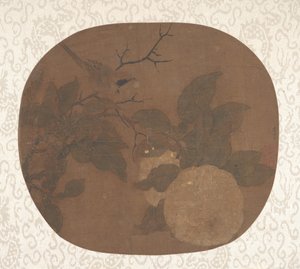 Pájaro en una rama de camelia, ca. 1000 de Unbekannt