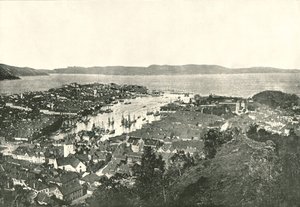 Vista aérea del puerto, Bergen, Noruega, 1895 de Unbekannt
