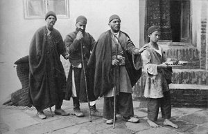 Mendigos ciegos de Teherán, Persia, 1902