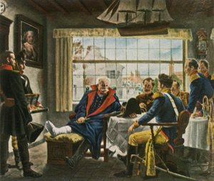 Blücher toma posesión de las medallas y el sombrero de Napoleón después de...Waterloo, 18 de junio de 1815, 1936 de Unbekannt