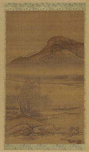 Barcos amarrados en el río nocturno, dinastía Qing de Unbekannt
