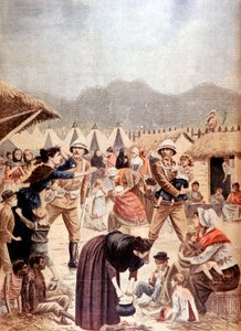 Mujeres y niños bóer en un campo de concentración británico en el Transvaal, Guerra de los Bóer, 1901 de Unbekannt