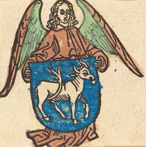 Exlibris de Hilprand Brandenburg de Bibrach, en o después de 1500 de Unbekannt