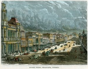 Calle Bourke, Melbourne, Victoria, Australia, c1880