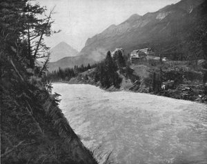Rápidos del Río Bow, Banff, Territorios del Noroeste, Canadá, c. 1900