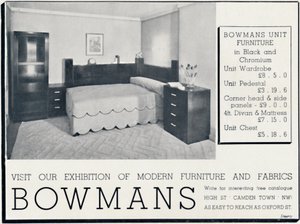 Bowmans - Visite nuestra Exposición de Muebles y Telas Modernas, 1935