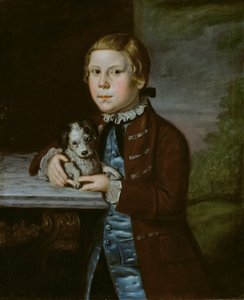 Niño de la familia Hallett con perro, 1766-76 de Unbekannt