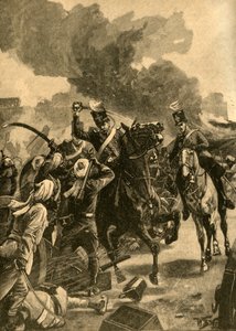 General británico Joseph Thackwell en la Batalla de Sobraon, Punjab, India, 1846 c1890 de Unbekannt