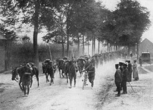 Lanceros de caballería británica, Francia, 1914