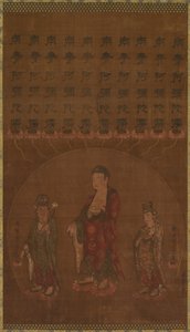 Buda Amitabha con dos bodhisattvas asistentes, 1200s
