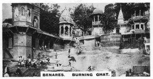 Ghat ardiente, Benarés, India, c. 1925 de Unbekannt