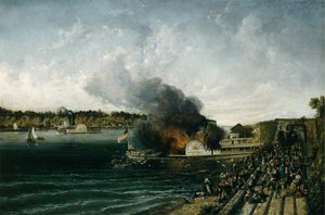 Incendio del Barco de Ruedas Henry Clay, ca. 1854-60 de Unbekannt