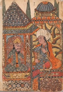 Burzuyeh es convocado por Nushirvan a su regreso de la India, Folio de un Kalila..., siglo XVIII de Unbekannt