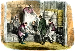 Comprando camlets en una tienda, Yokohama, Japón, 1865 de Unbekannt