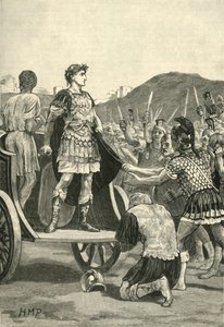 César dirigiéndose a las legiones descontentas en el Campo de Marte, 1890 de Unbekannt