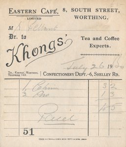 Recibo de café, 1950 de Unbekannt
