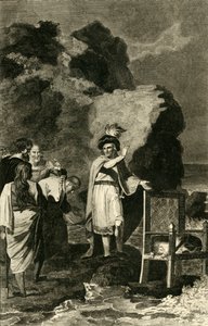 Canuto reprendiendo a sus cortesanos, siglo XVIII-XIX de Unbekannt
