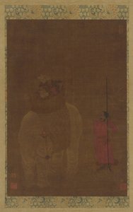 Elefante enjaezado y asistente, dinastía Ming, siglo XVI-XVII