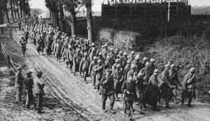 Soldados franceses capturados, el Somme, Francia, Primera Guerra Mundial, 1917