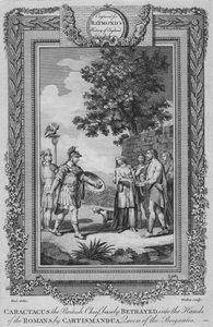 Caractacus el jefe británico, traicionado vilmente en manos de los romanos por Cartismandua, c1787 de Unbekannt