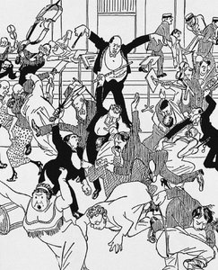 Caricatura sobre la Sinfonía de Cámara No 1 de Schoenberg el 31 de marzo de 1913 en Viena, 1913 de Unbekannt