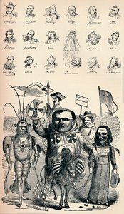 Caricaturas de Miembros de la Conferencia Nacional en Frankfurt y del Prusiano Kreuz-Zeitung de Unbekannt