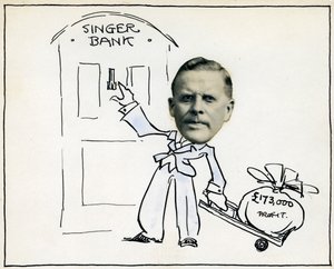 Caricatura del Director General William E Bullock, Singer & Company Ltd